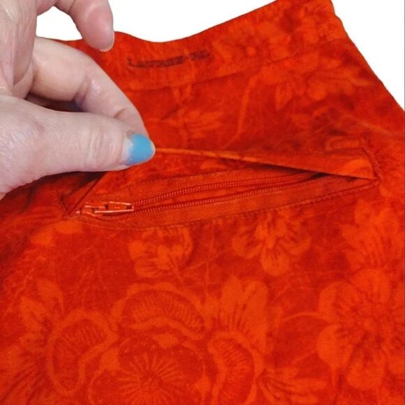 VTG Lauren Ralph Lauren Red Tropical High Rise Cotton Shorts Size 6 - Picture 8 of 11